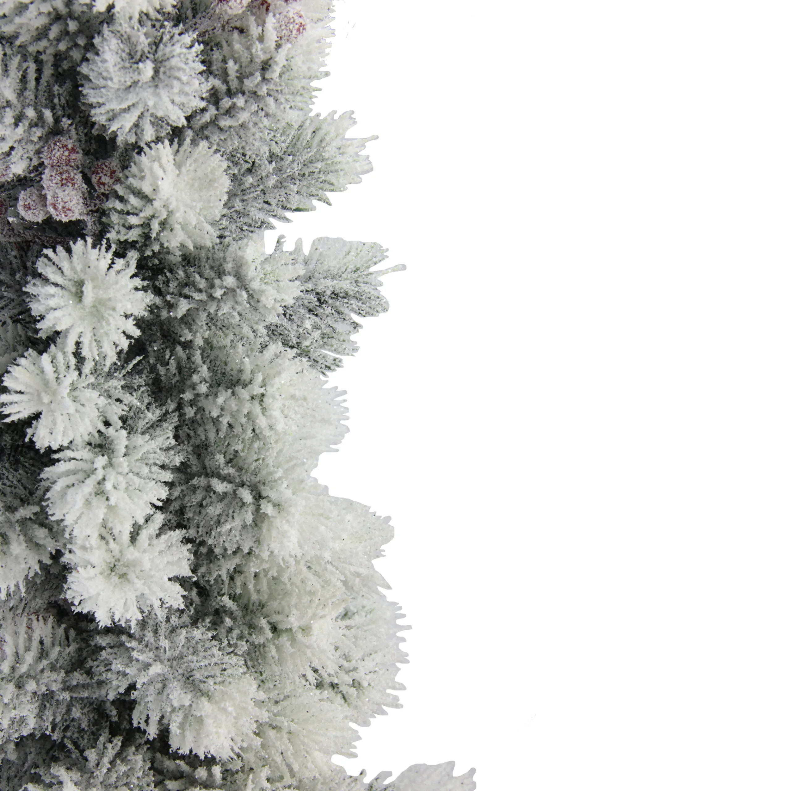 Northlight 2.5 Feet Tall And Smaller>2Ft Potted Flocked Mini Pine Slim Christmas Tree With Berries - Unlit