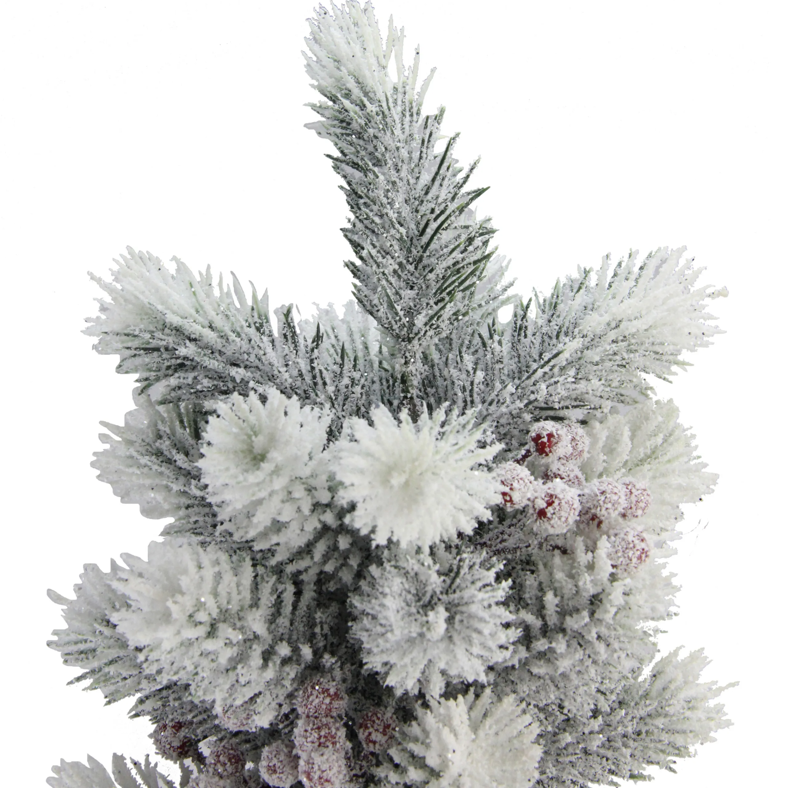 Northlight 2.5 Feet Tall And Smaller>2Ft Potted Flocked Mini Pine Slim Christmas Tree With Berries - Unlit