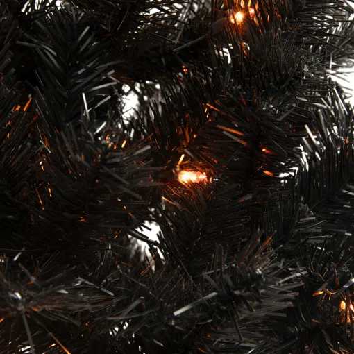 Northlight Black Trees>4Ft Pre-Lit Black Noble Spruce Artificial Halloween Tree, Orange Lights
