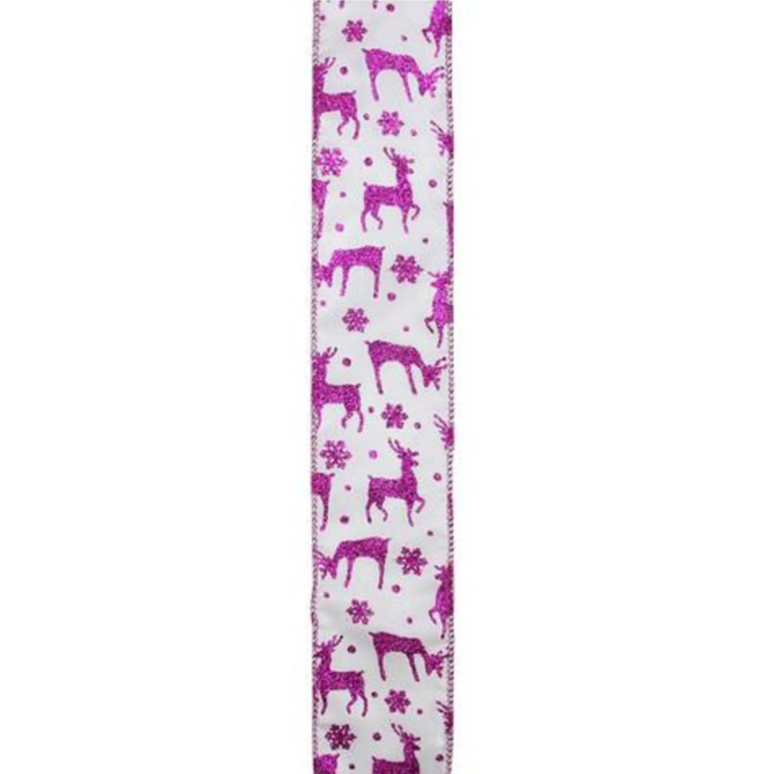 Ribbon*Northlight Glistening Purple Reindeer And Star Christmas Wired Craft Ribbon 2.5" X 10 Yards