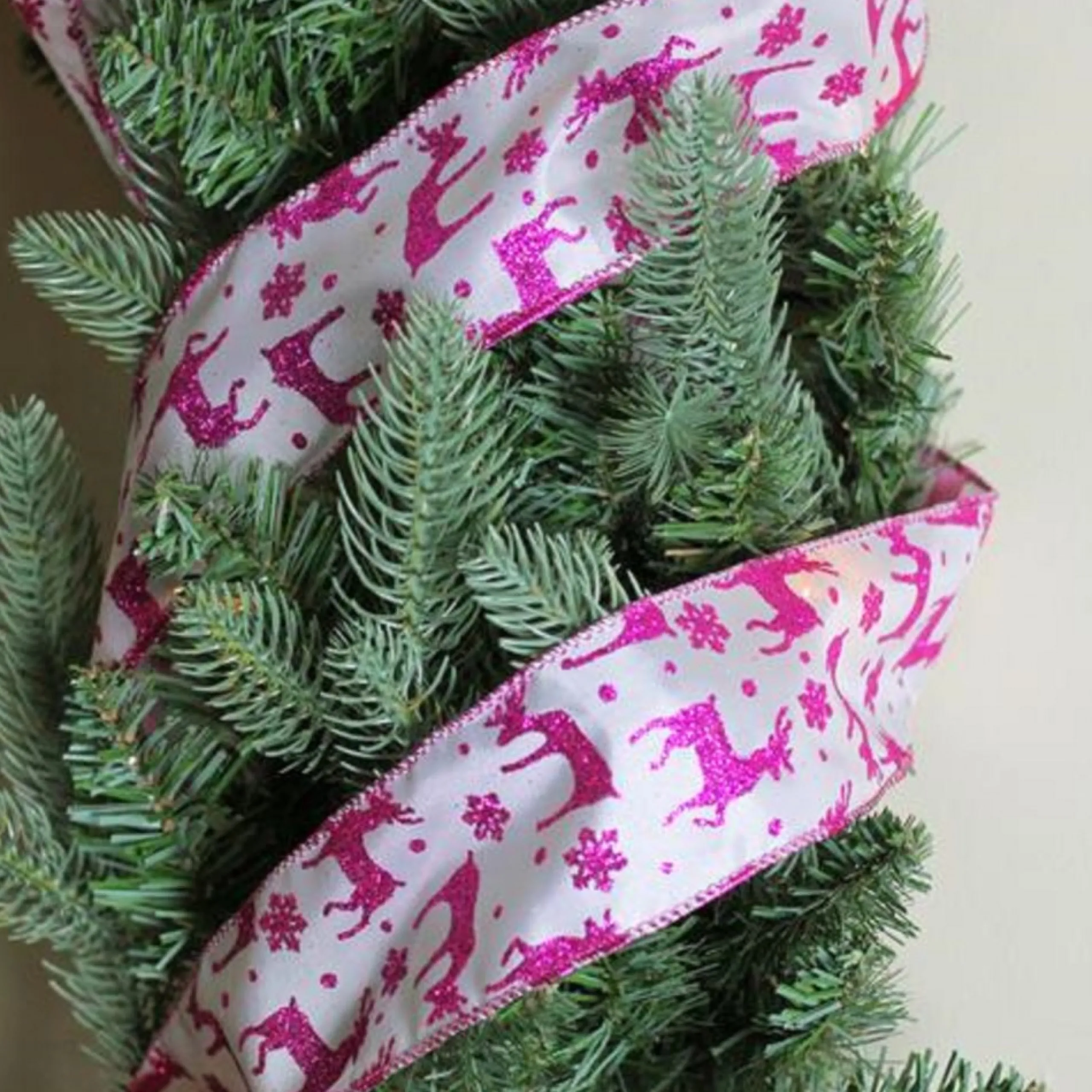 Ribbon*Northlight Glistening Purple Reindeer And Star Christmas Wired Craft Ribbon 2.5" X 10 Yards