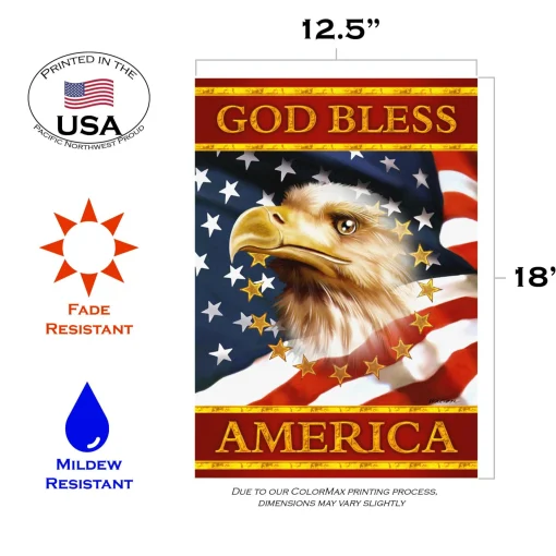 Toland Home Garden Gold And Red God Bless America Outdoor Garden Flag 18" X 12.5"