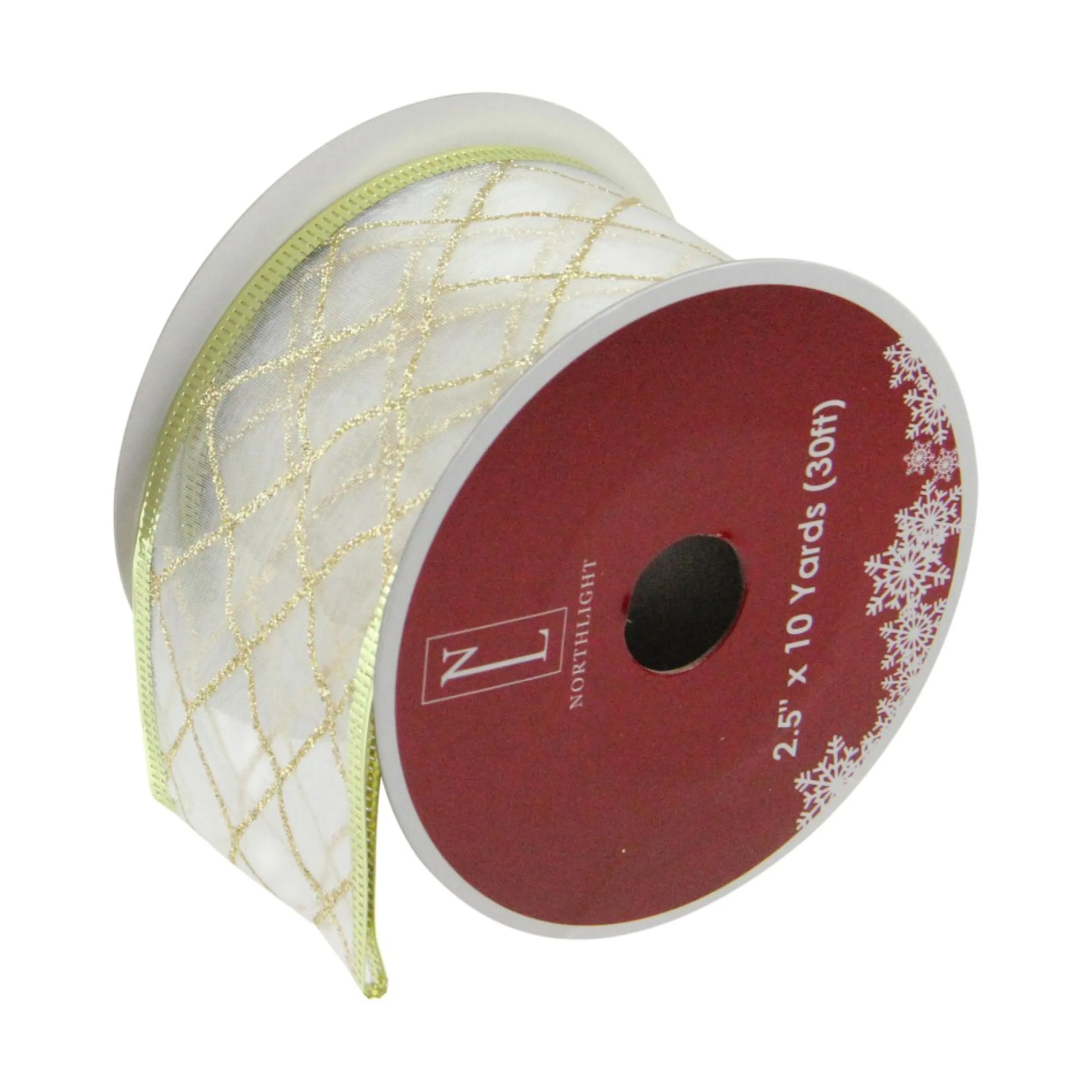 Ribbon*Northlight Gold Glittering Diamonds Wired Christmas Craft Ribbon 2.5" X 10 Yards