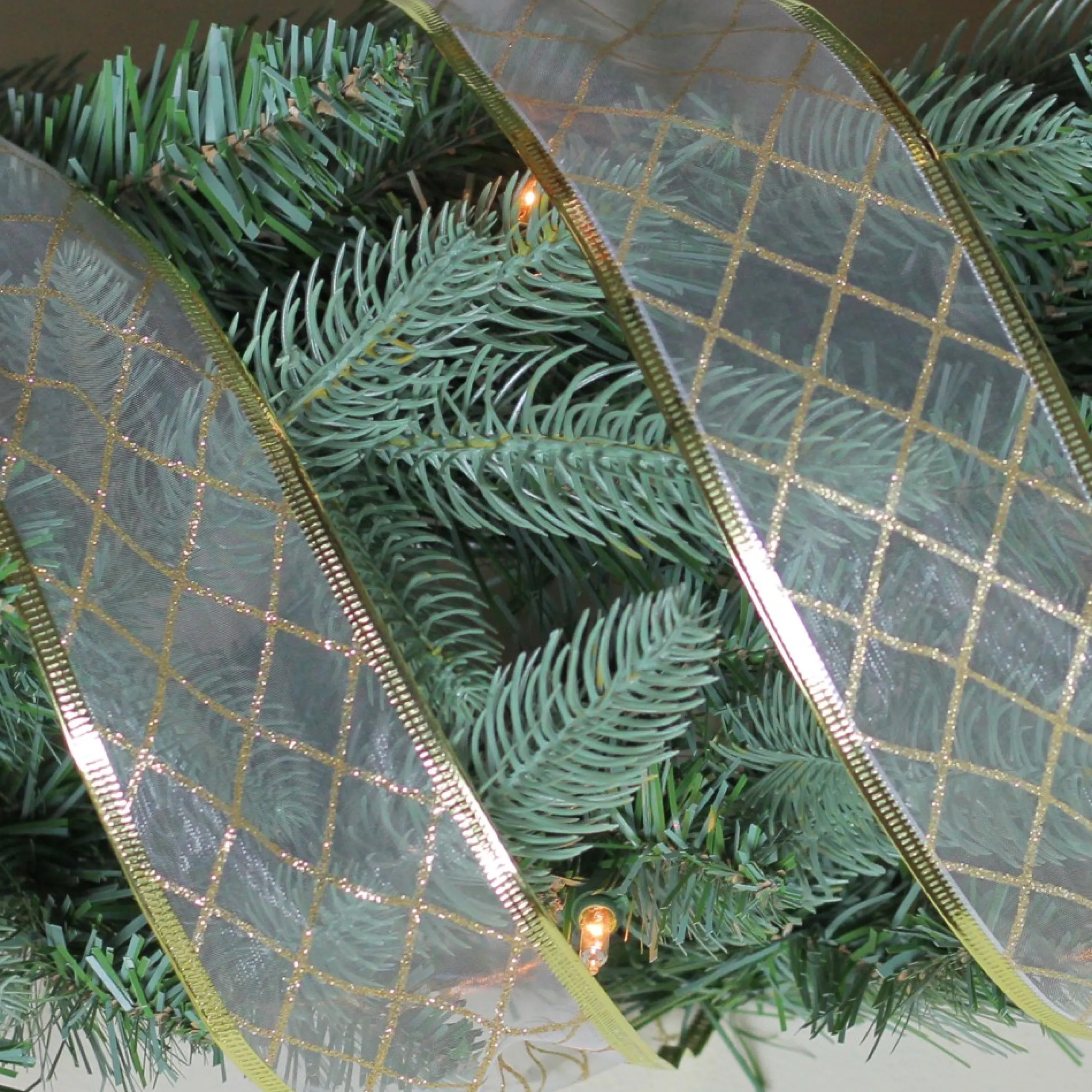 Ribbon*Northlight Gold Glittering Diamonds Wired Christmas Craft Ribbon 2.5" X 10 Yards