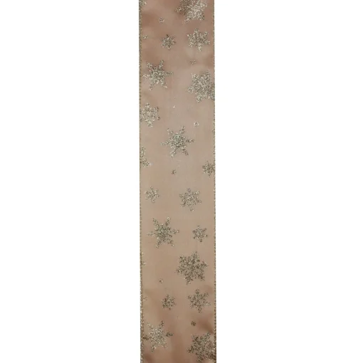 Ribbon*Northlight Gold Snowflakes Christmas Wired Craft Ribbon 2.5" X 10 Yards