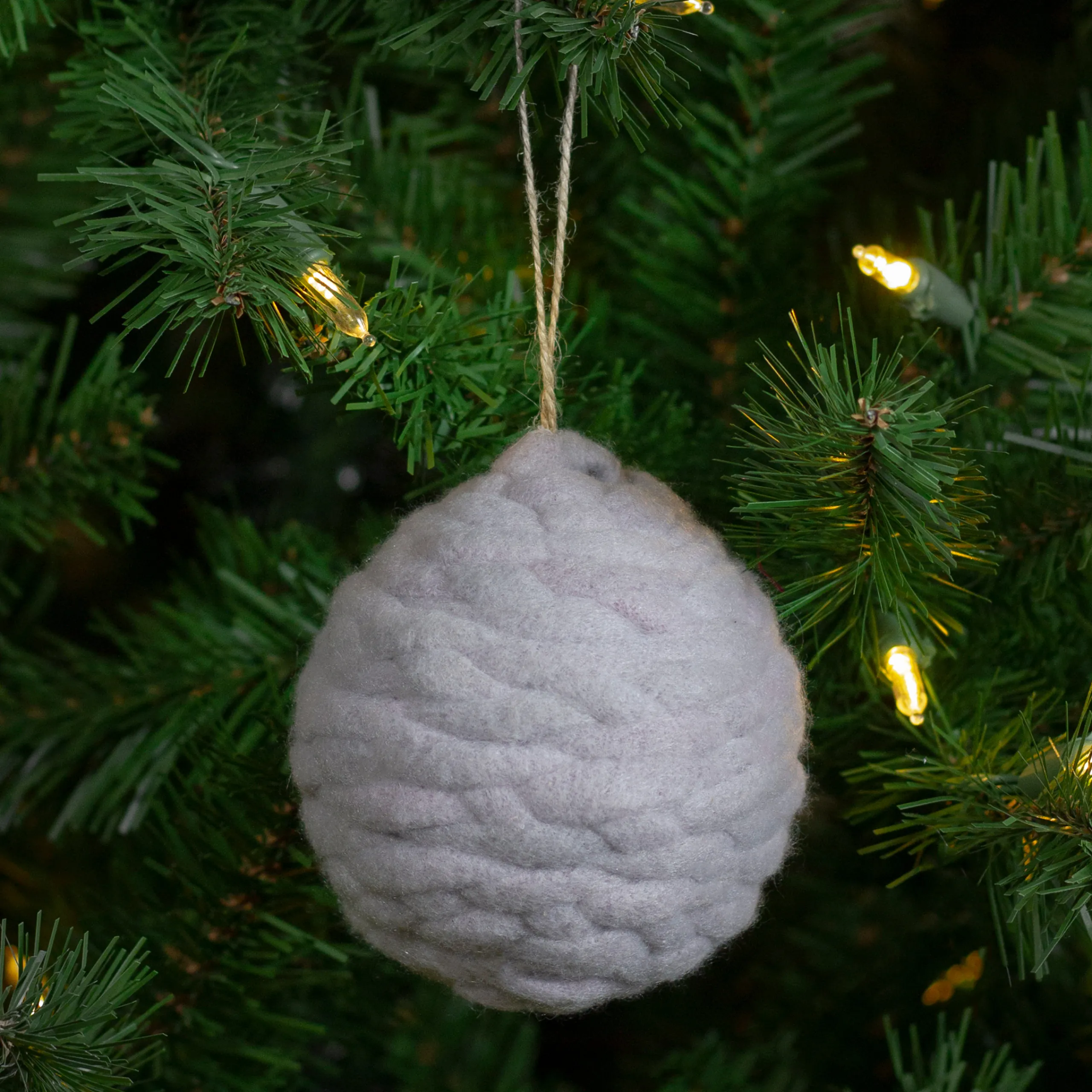 Northlight Balls>Gray Knit Shatterproof Christmas Ball Ornament 3.25" (80 Mm)