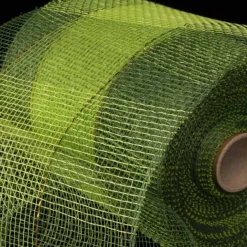 The Ribbon People Green And Khaki Brown Checkered Pattern Decorating Mesh Craft Ribbon 6.5" X 80 Yards