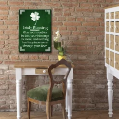 Crafted Creations Green And White Irish Blessing St. Patrick's Day Cotton Wall Art Decor 20" X 16"