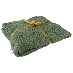 Pillows & Throws*Northlight Green Chenille Cable Knit Rectangular Throw Blanket 50