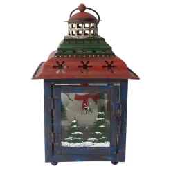 Candles & Holders*Northlight Green, Red And Blue Snowman Christmas Candle Lantern 11