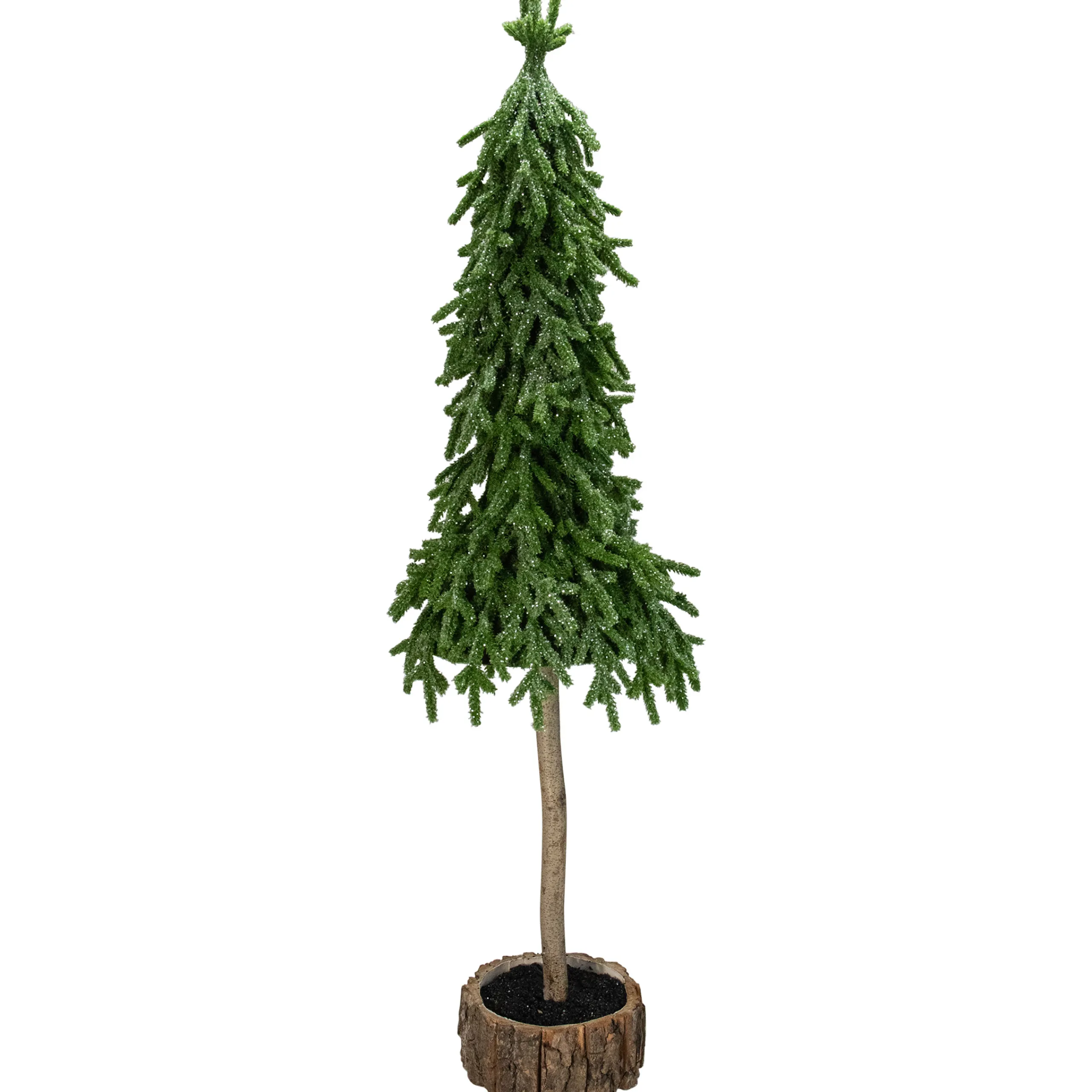 Northlight 2.5 Feet Tall And Smaller>29.5-Inch Downswept Iced Artificial Christmas Tree Wood Base - Unlit