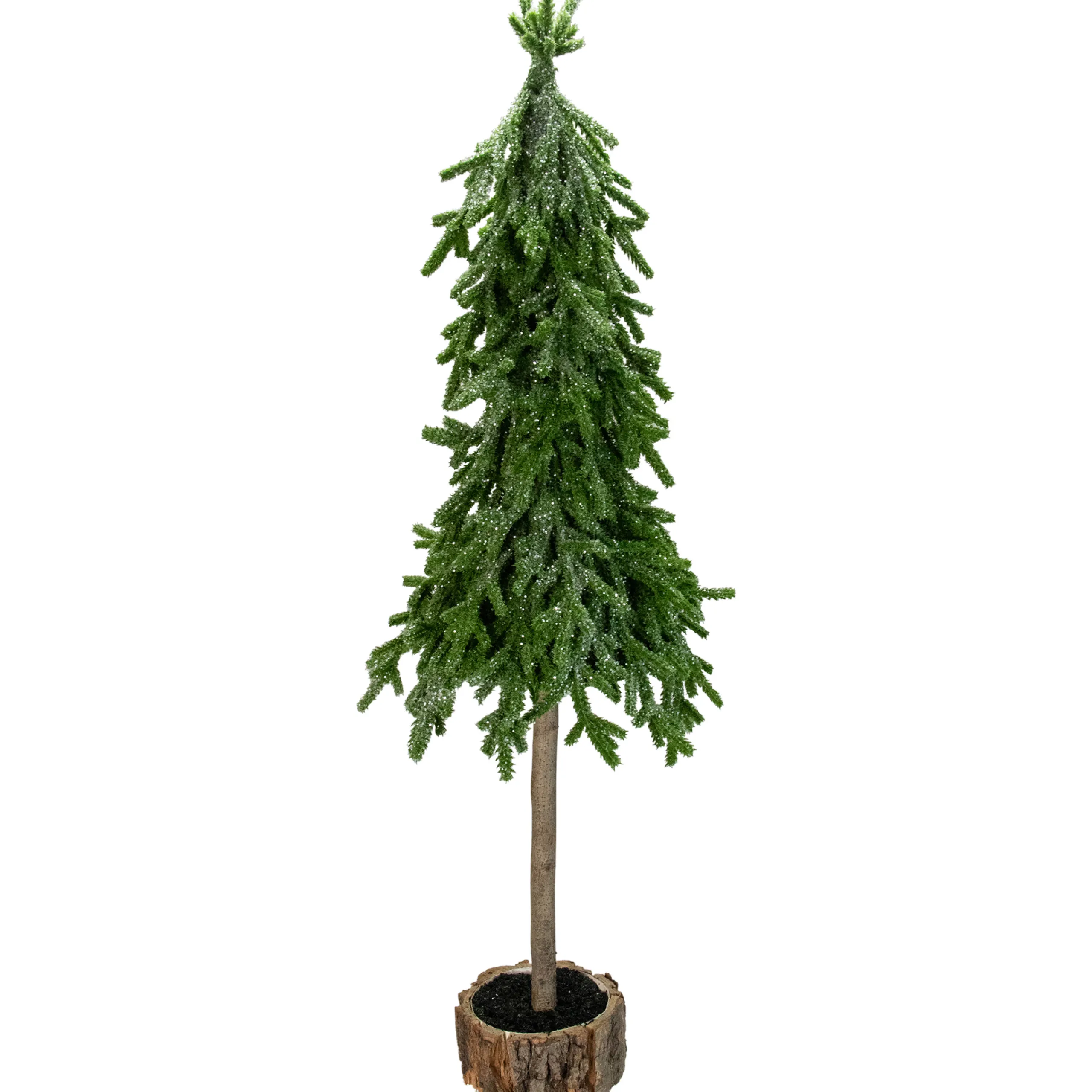 Northlight 2.5 Feet Tall And Smaller>25.5-Inch Downswept Iced Artificial Christmas Tree Wood Base - Unlit