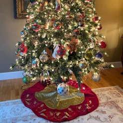 48 Inch And Smaller*Northlight 48-Inch Gold And Burgundy Velvet Christmas Tree Skirt