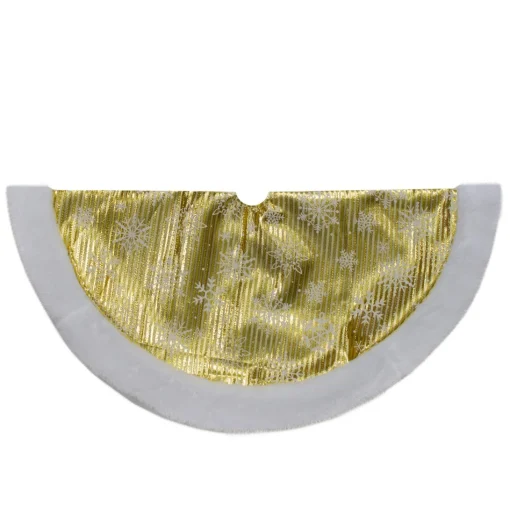 48 Inch And Smaller*Northlight 20-Inch Gold And White Metallic Snowflake Print Mini Christmas Tree Skirt