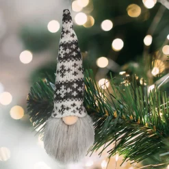 Northlight Fantasy & Sci Fi></noscript>6.25-Inch Gray And White Gnome Head With Hat Hanging Christmas Ornament
