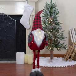 Gnomes*Northlight 41-Inch Led Lighted Red And Black Plaid Extendable Gnome Christmas Figure