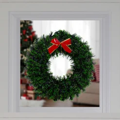 Pre-Lit Wreaths*Northlight 17-Inch Pre-Lit Green Tinsel Artificial Christmas Wreath With Bow - Clear Led Lights