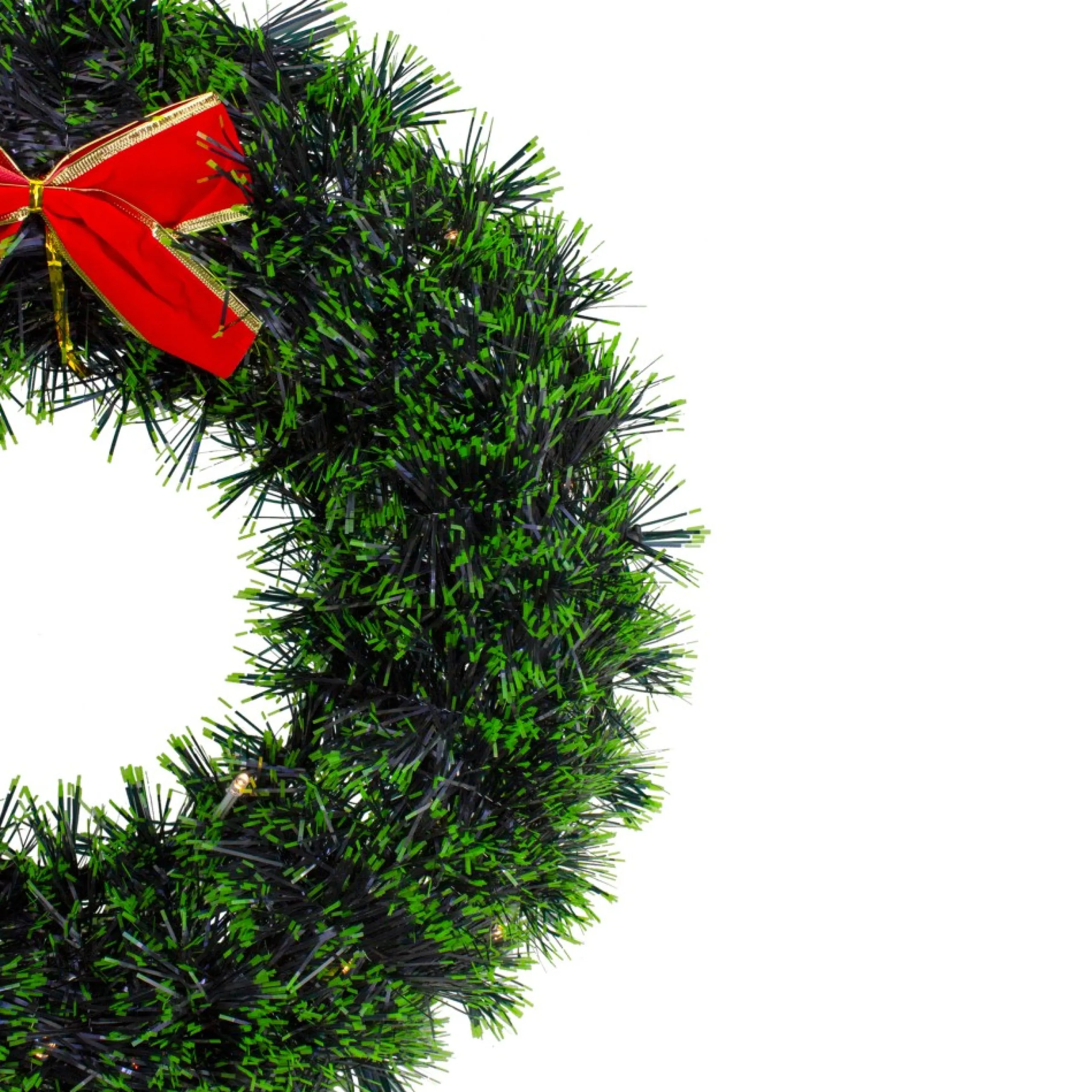 Pre-Lit Wreaths*Northlight 17-Inch Pre-Lit Green Tinsel Artificial Christmas Wreath With Bow - Clear Led Lights