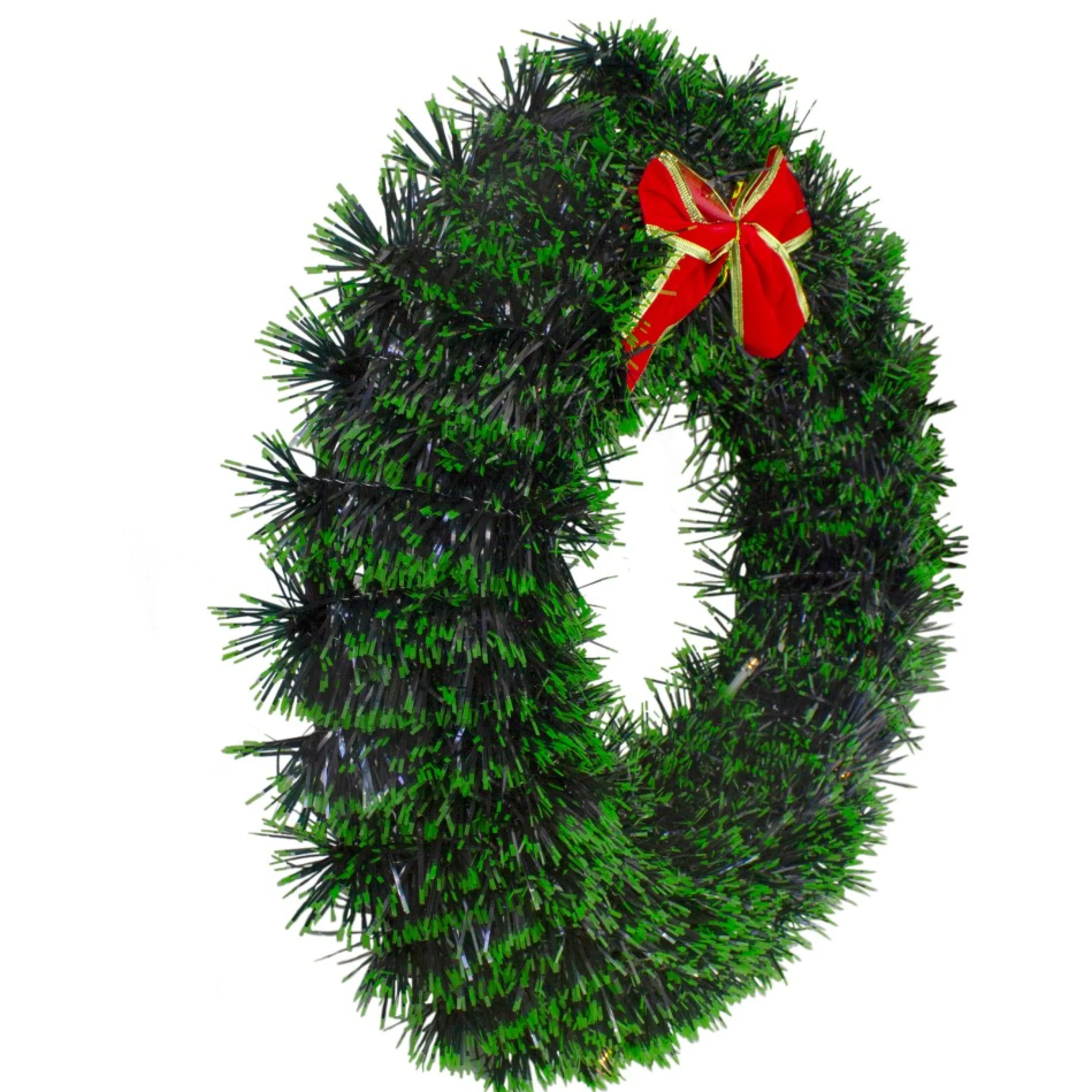 Pre-Lit Wreaths*Northlight 17-Inch Pre-Lit Green Tinsel Artificial Christmas Wreath With Bow - Clear Led Lights