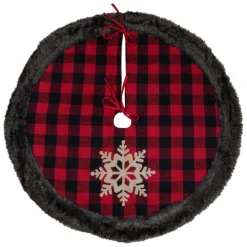 48 Inch And Smaller*Northlight 48-Inch Red And Black Christmas Tree Skirt With Burlap Snowflake