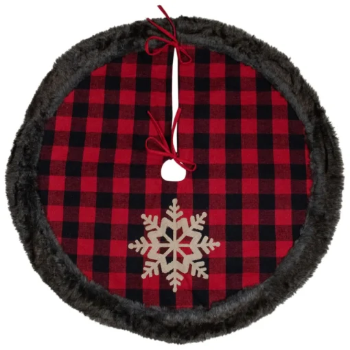48 Inch And Smaller*Northlight 48-Inch Red And Black Christmas Tree Skirt With Burlap Snowflake