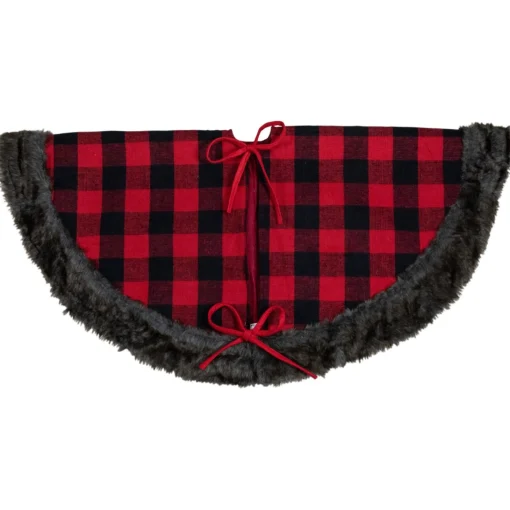 48 Inch And Smaller*Northlight 48-Inch Red And Black Christmas Tree Skirt With Burlap Snowflake
