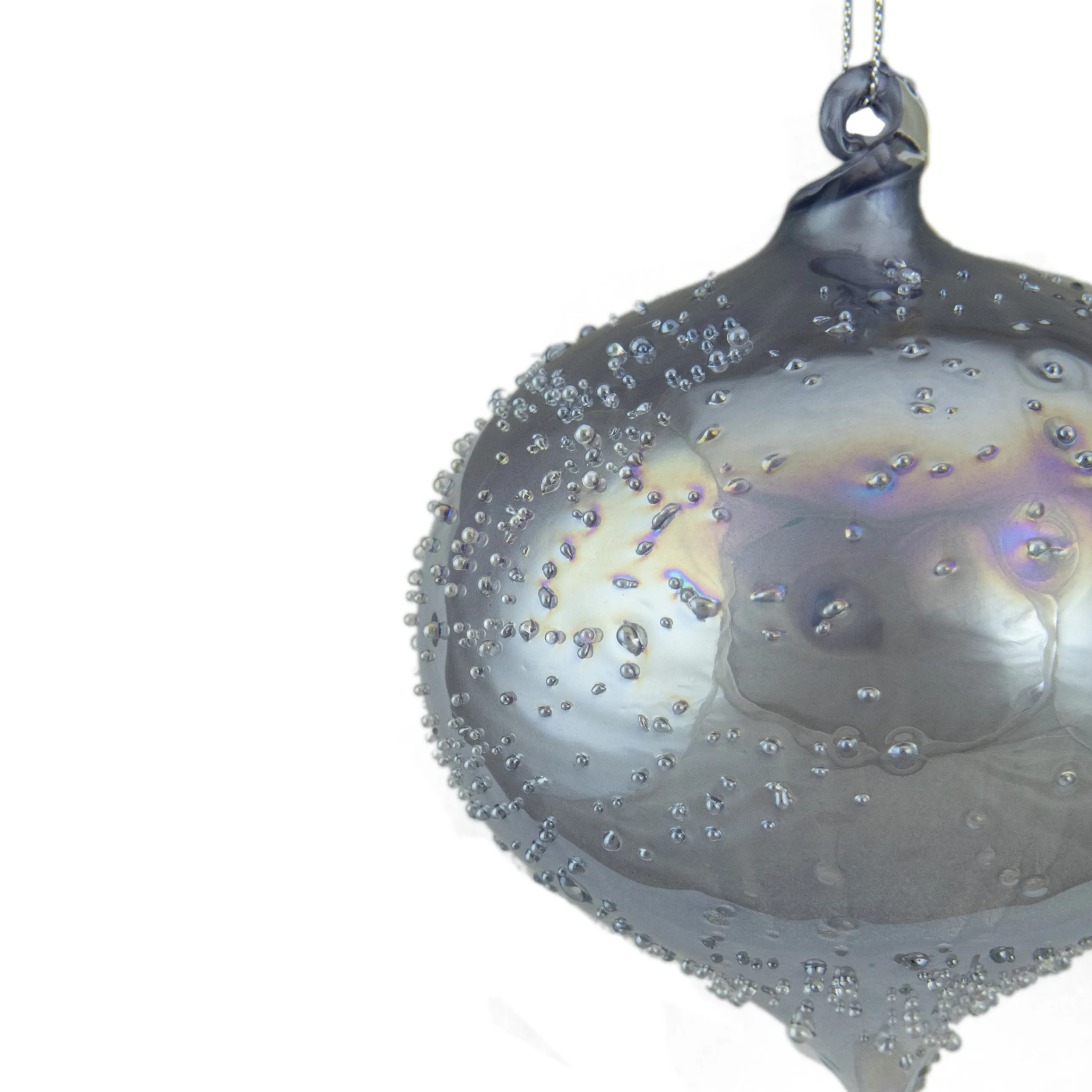 Northlight Pendants & Drops>4.5-Inch Silver Iridescent Glass Onion Christmas Ornament