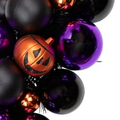 Shatterproof Ball Wreaths*Northlight Jack-O-Lantern Shatterproof Ball Ornament Halloween Wreath - 24-Inch, Unlit
