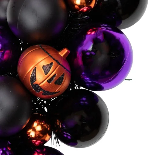 Shatterproof Ball Wreaths*Northlight Jack-O-Lantern Shatterproof Ball Ornament Halloween Wreath - 24-Inch, Unlit