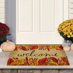 Northlight Leafy Fall Harvest Rectangular "Welcome" Doormat 18" X 30"