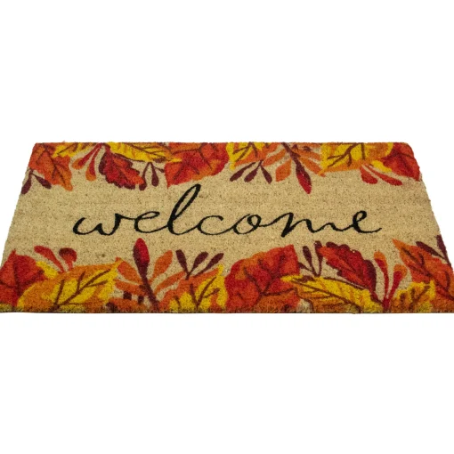 Northlight Leafy Fall Harvest Rectangular "Welcome" Doormat 18" X 30"