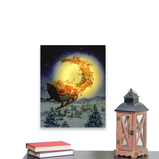 Wall & Door Decorations*Northlight Led Back Lit Flying Santa Claus And Sleigh Christmas Wall Art 19.75" X 15.75"
