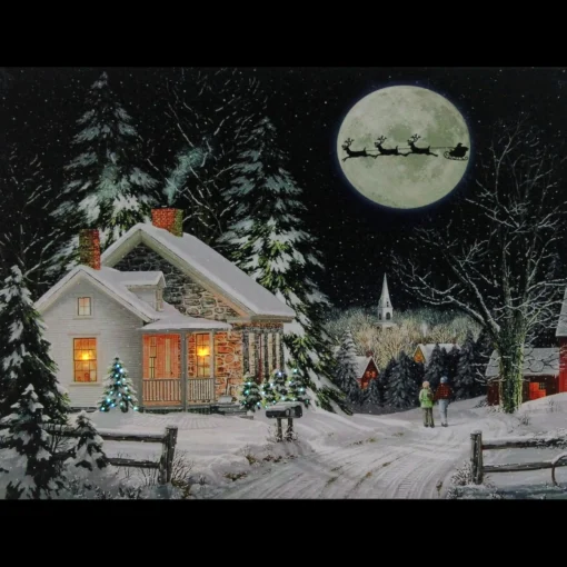 Wall & Door Decorations*Northlight Led Fiber Optic Lighted Santa Claus Coming To Town Christmas Wall Art 15.75" X 12"