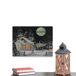 Wall & Door Decorations*Northlight Led Fiber Optic Lighted Santa Claus Coming To Town Christmas Wall Art 15.75