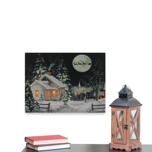 Wall & Door Decorations*Northlight Led Fiber Optic Lighted Santa Claus Coming To Town Christmas Wall Art 15.75" X 12"