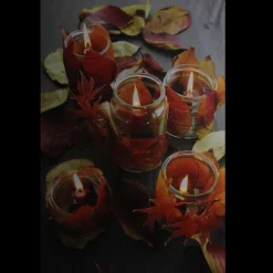 Northlight Led Lighted Autumn Leaves And Flickering Candles Canvas Wall Art 23.5