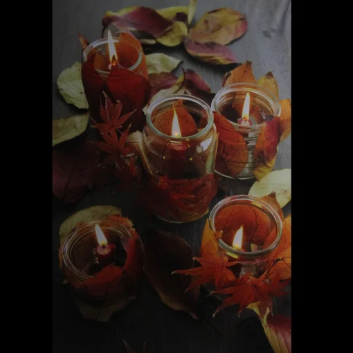 Northlight Led Lighted Autumn Leaves And Flickering Candles Canvas Wall Art 23.5" X 15.75"