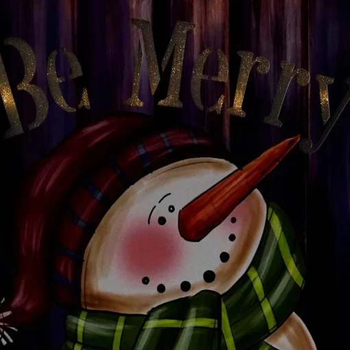 Signs & Plaques*Northlight Led Lighted "Be Merry" Smiling Snowman Christmas Canvas Wall Art 11.75" X 11.75"