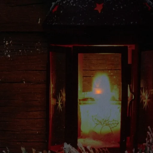 Signs & Plaques*Northlight Led Lighted Candle Lantern In The Wintry Outdoors Christmas Canvas Wall Art 12" X 15.75"