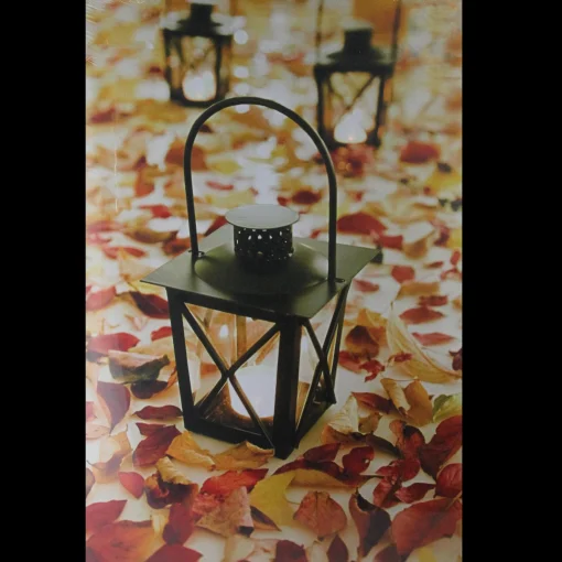 Northlight Led Lighted Fall Foliage And Lanterns Canvas Wall Art 23.5" X 15.5"