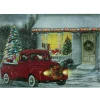 Wall & Door Decorations*Northlight Led Lighted Fiber Optic Santa In Truck Christmas Canvas Wall Art 11.75" X 15.75"