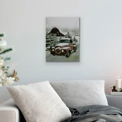 Signs & Plaques*Northlight Led Lighted Fiber Optic Truck With Tree Christmas Canvas Wall Art 15.75" X 11.75"
