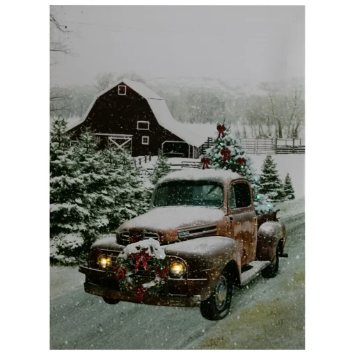 Signs & Plaques*Northlight Led Lighted Fiber Optic Truck With Tree Christmas Canvas Wall Art 15.75" X 11.75"