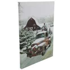 Signs & Plaques*Northlight Led Lighted Fiber Optic Truck With Tree Christmas Canvas Wall Art 15.75