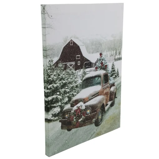 Signs & Plaques*Northlight Led Lighted Fiber Optic Truck With Tree Christmas Canvas Wall Art 15.75" X 11.75"