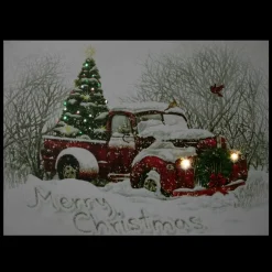 Wall & Door Decorations*Northlight Led Lighted Fiber Optic Truck And Tree Christmas Canvas Wall Art 11.75