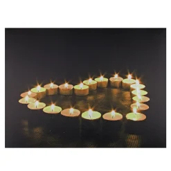 Northlight Led Lighted Flickering Heart-Shaped Candles Canvas Wall Art 15.75"