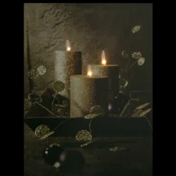 Wall & Door Decorations*Northlight Led Lighted Glittery Gold Flickering Candles Christmas Canvas Wall Art 15.75