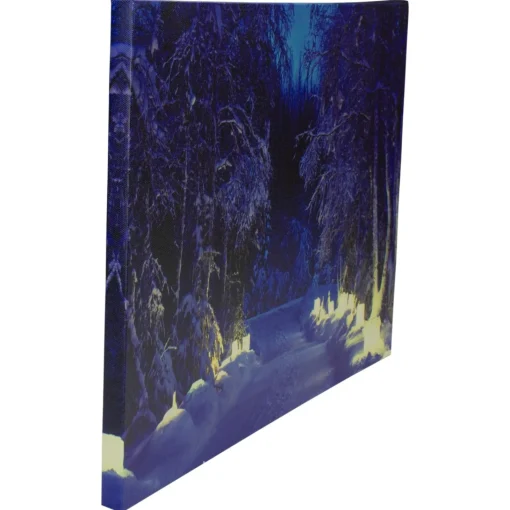 Wall & Door Decorations*Northlight Led Lighted Nighttime In The Woods Winter Scene Canvas Wall Art 15.75"