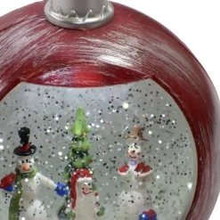 Hi-Line Gifts Snowmen></noscript>Led Lighted Red Musical Snowman Christmas Snow Ball Ornament 6.25